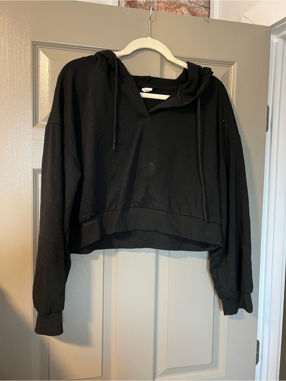 Black Cropped Hoodie - Women Tops